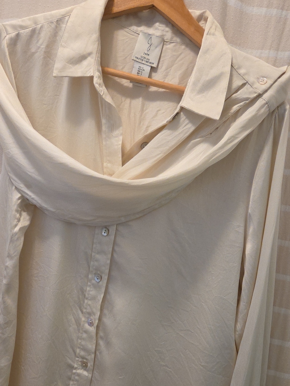 Joie Ivory Draped Button-Down Blouse